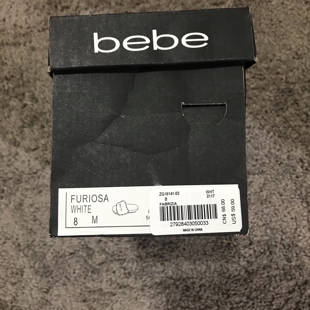 BEBE Faux Fur Logo Rhinestone Slides - Picture 3 of 3